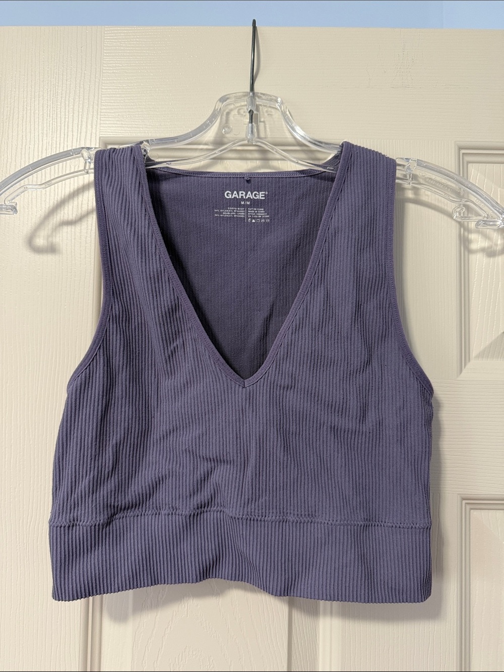 Garage Lavender Ribbed V-Neck Cropped Tank